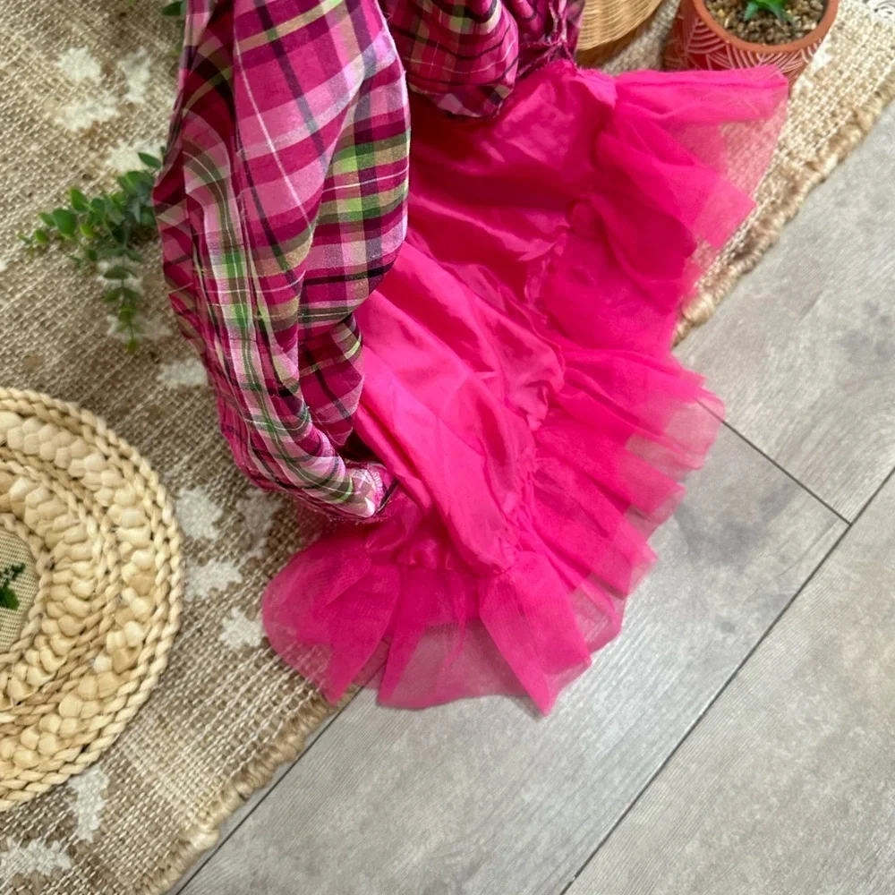Y2K Gymboree Pink Plaid Layered Skirt 3T Toddler Girl Like New Condition